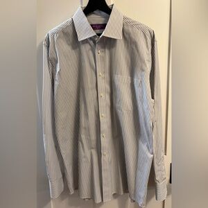 Men's Striped Black and White Dress Shirt
